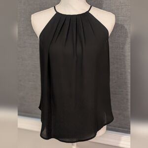 Lush Black Sleeveless Pleated Blouse